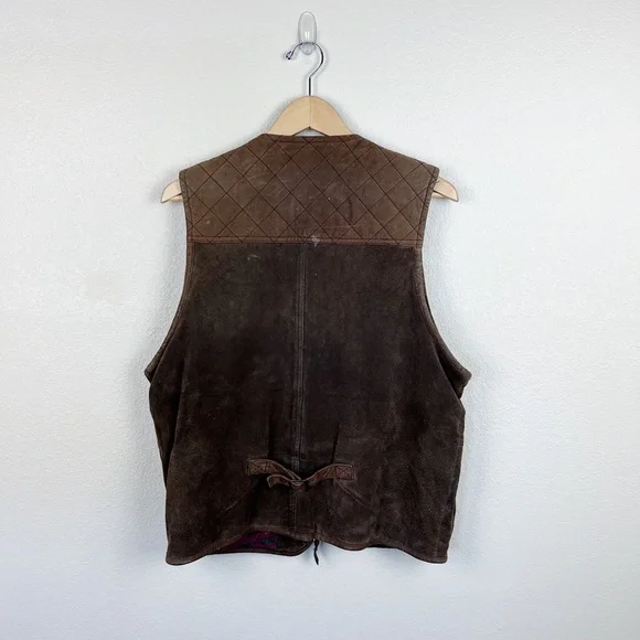 Vintage 1871 Brown Leather Cowboy Western Vest Sz Medium - Picture 6 of 11